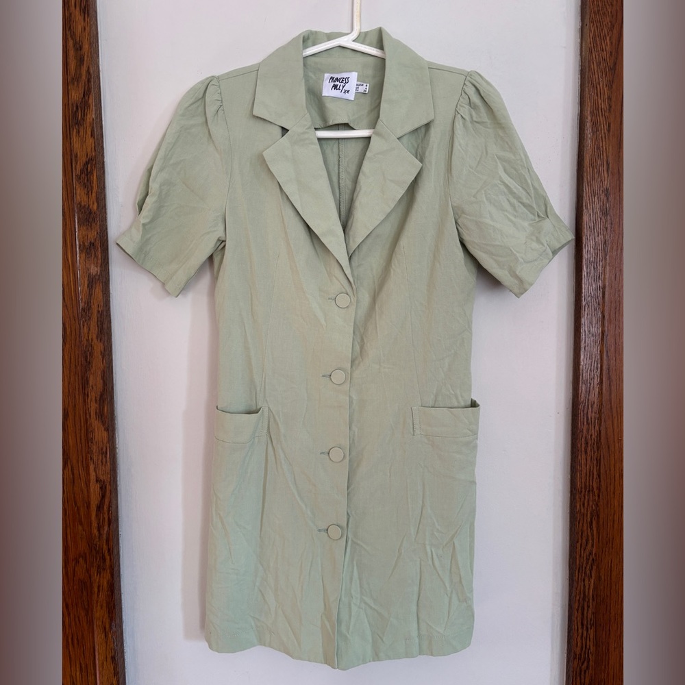Princess Polly Oden Light Green Button Down Mini Dress Size US 4 / Small